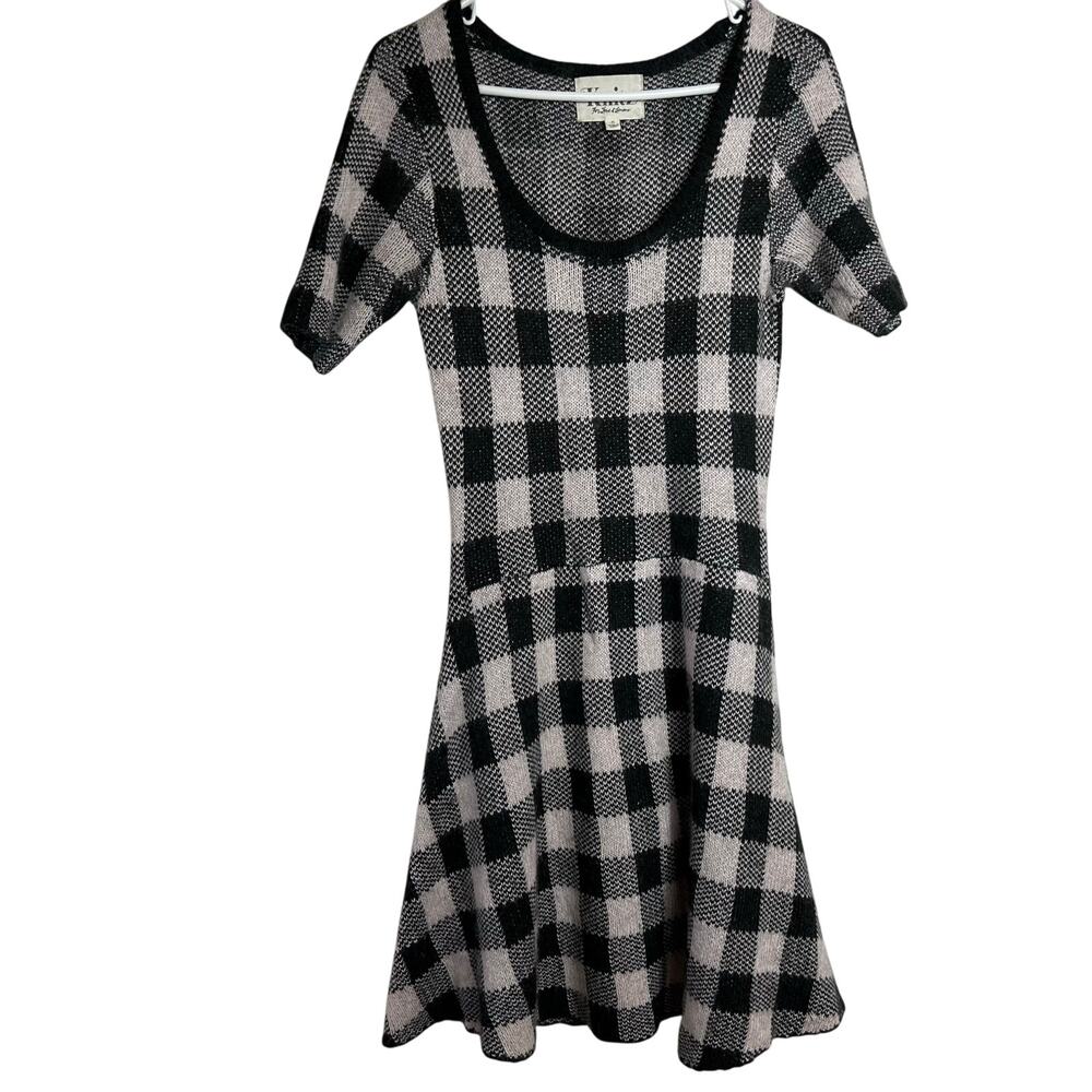 For Love and Lemons Knit Sweater Dress Size Small Black Plaid